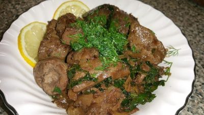 soft cooked lamb liver