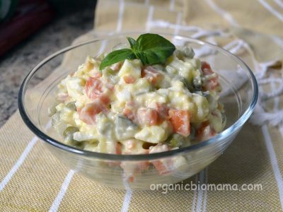 olivier salad recipe - organicbiomama.com - salat olivye